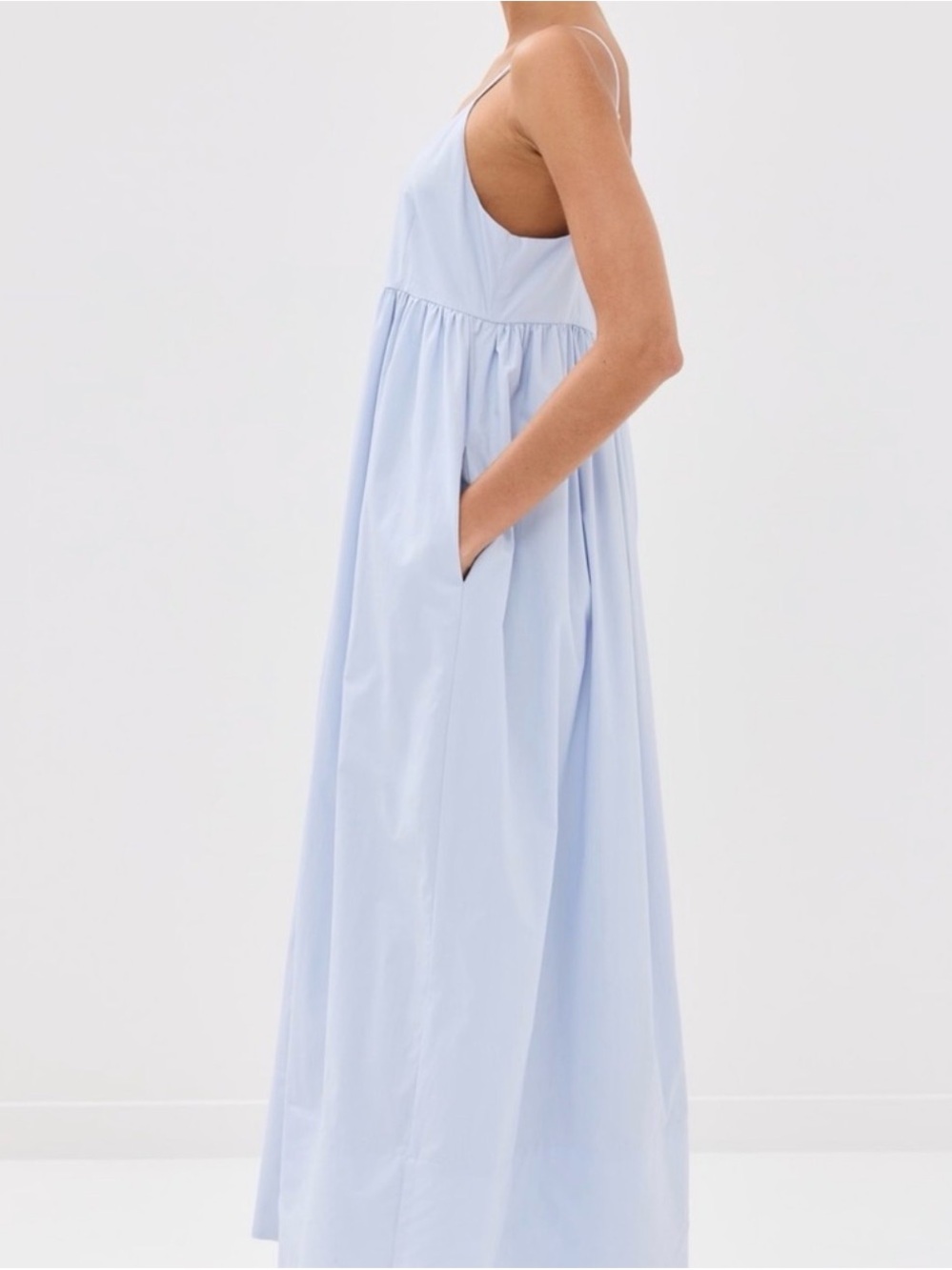 Jenni Kayne Cove Spaghetti-Strap Pickets Cotton Maxi Dress Brunch Summer Size L - Picture 4 of 8